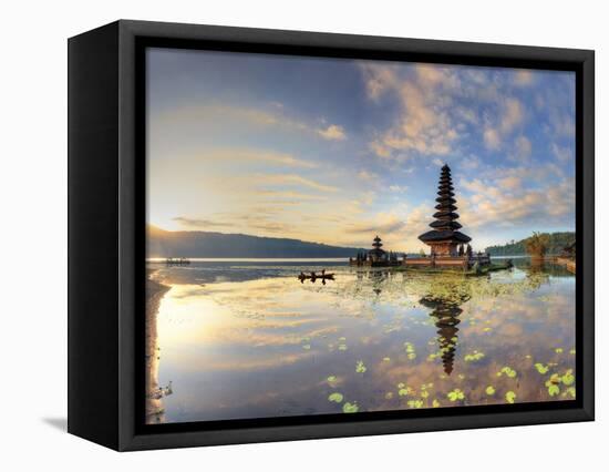 Indonesia, Bali, Bedugul, Pura Ulun Danau Bratan Temple on Lake Bratan-Michele Falzone-Framed Stretched Canvas