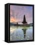 Indonesia, Bali, Bedugul, Pura Ulun Danau Bratan Temple on Lake Bratan-Michele Falzone-Framed Stretched Canvas