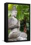 Indonesia, Bali. Buddha statue with green palms.-Cindy Miller Hopkins-Framed Stretched Canvas