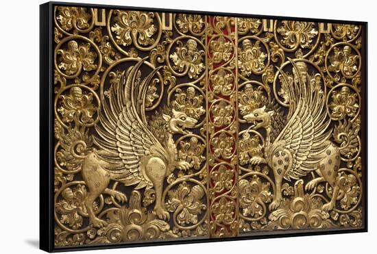 Indonesia, Bali. Detail on Besakih Temple door.-Jaynes Gallery-Framed Stretched Canvas