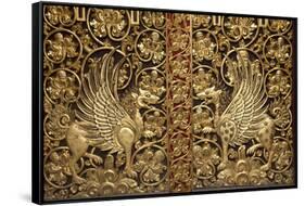 Indonesia, Bali. Detail on Besakih Temple door.-Jaynes Gallery-Framed Stretched Canvas