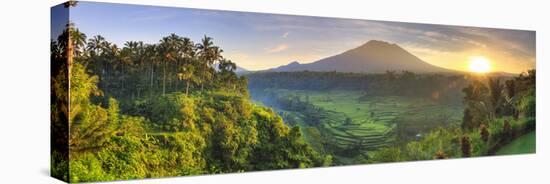 Indonesia, Bali, Redang, View of Rice Terraces and Gunung Agung Volcano-Michele Falzone-Stretched Canvas