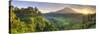 Indonesia, Bali, Redang, View of Rice Terraces and Gunung Agung Volcano-Michele Falzone-Stretched Canvas