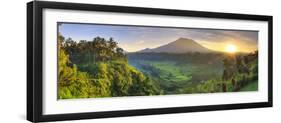 Indonesia, Bali, Redang, View of Rice Terraces and Gunung Agung Volcano-Michele Falzone-Framed Premium Photographic Print