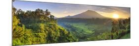 Indonesia, Bali, Redang, View of Rice Terraces and Gunung Agung Volcano-Michele Falzone-Mounted Premium Photographic Print