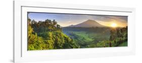 Indonesia, Bali, Redang, View of Rice Terraces and Gunung Agung Volcano-Michele Falzone-Framed Photographic Print