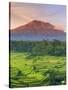 Indonesia, Bali, Redang, View of Rice Terraces and Gunung Agung Volcano-Michele Falzone-Stretched Canvas