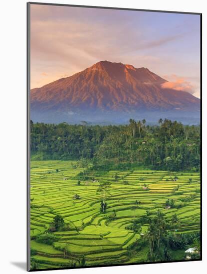 Indonesia, Bali, Redang, View of Rice Terraces and Gunung Agung Volcano-Michele Falzone-Mounted Photographic Print