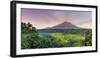 Indonesia, Bali, Redang, View of Rice Terraces and Gunung Agung Volcano-Michele Falzone-Framed Photographic Print