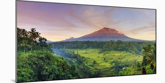 Indonesia, Bali, Redang, View of Rice Terraces and Gunung Agung Volcano-Michele Falzone-Mounted Photographic Print