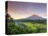 Indonesia, Bali, Redang, View of Rice Terraces and Gunung Agung Volcano-Michele Falzone-Stretched Canvas