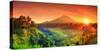 Indonesia, Bali, Redang, View of Rice Terraces and Gunung Agung Volcano-Michele Falzone-Stretched Canvas