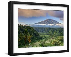 Indonesia, Bali, Rendang Rice Terraces and Gunung Agung Volcano-Michele Falzone-Framed Photographic Print