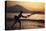 Indonesia, Bali, Silhouette of Fisherman Fishing at Sanur Beach-Dave Bartruff-Stretched Canvas