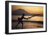 Indonesia, Bali, Silhouette of Fisherman Fishing at Sanur Beach-Dave Bartruff-Framed Photographic Print