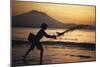 Indonesia, Bali, Silhouette of Fisherman Fishing at Sanur Beach-Dave Bartruff-Mounted Photographic Print