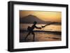 Indonesia, Bali, Silhouette of Fisherman Fishing at Sanur Beach-Dave Bartruff-Framed Photographic Print