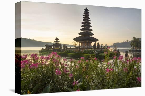 Indonesia, Bali. Sunrise, Ulun Danu Temple in Lake Bratan-Emily Wilson-Stretched Canvas