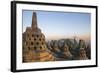 Indonesia, Java, Borobudur. Early Morning Sun Shines on the Dormant Stratovolcano-Nigel Pavitt-Framed Photographic Print