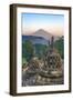 Indonesia, Java, Borobudur. Early Morning Sun Shines on the Dormant Stratovolcano-Nigel Pavitt-Framed Photographic Print