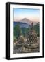 Indonesia, Java, Borobudur. Early Morning Sun Shines on the Dormant Stratovolcano-Nigel Pavitt-Framed Photographic Print