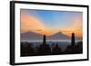 Indonesia, Java, Borobudur. Sunrise over the Active Stratovolcano-Nigel Pavitt-Framed Photographic Print
