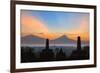 Indonesia, Java, Borobudur. Sunrise over the Active Stratovolcano-Nigel Pavitt-Framed Photographic Print