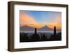 Indonesia, Java, Borobudur. Sunrise over the Active Stratovolcano-Nigel Pavitt-Framed Photographic Print