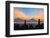 Indonesia, Java, Borobudur. Sunrise over the Active Stratovolcano-Nigel Pavitt-Framed Photographic Print