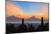 Indonesia, Java, Borobudur. Sunrise over the Active Stratovolcano-Nigel Pavitt-Mounted Photographic Print