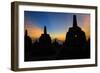 Indonesia, Java, Borobudur. Sunrise over the Active Stratovolcano-Nigel Pavitt-Framed Photographic Print