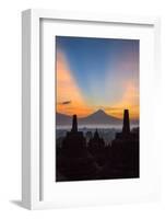 Indonesia, Java, Borobudur. Sunrise over the Active Stratovolcano-Nigel Pavitt-Framed Photographic Print