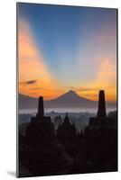 Indonesia, Java, Borobudur. Sunrise over the Active Stratovolcano-Nigel Pavitt-Mounted Photographic Print