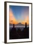 Indonesia, Java, Borobudur. Sunrise over the Active Stratovolcano-Nigel Pavitt-Framed Photographic Print