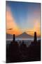 Indonesia, Java, Borobudur. Sunrise over the Active Stratovolcano-Nigel Pavitt-Mounted Photographic Print