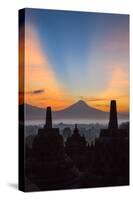 Indonesia, Java, Borobudur. Sunrise over the Active Stratovolcano-Nigel Pavitt-Stretched Canvas