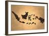 Indonesia Map Coffee Bean on Old Paper-NatanaelGinting-Framed Art Print