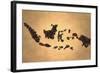 Indonesia Map Coffee Bean on Old Paper-NatanaelGinting-Framed Art Print