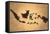 Indonesia Map Coffee Bean on Old Paper-NatanaelGinting-Framed Stretched Canvas