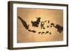 Indonesia Map Coffee Bean on Old Paper-NatanaelGinting-Framed Art Print