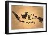 Indonesia Map Coffee Bean on Old Paper-NatanaelGinting-Framed Art Print