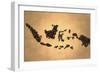 Indonesia Map Coffee Bean on Old Paper-NatanaelGinting-Framed Art Print