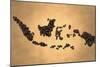 Indonesia Map Coffee Bean on Old Paper-NatanaelGinting-Mounted Art Print