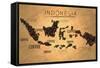 Indonesia Map Coffee Bean Producer on Old Paper-NatanaelGinting-Framed Stretched Canvas