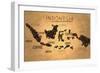 Indonesia Map Coffee Bean Producer on Old Paper-NatanaelGinting-Framed Art Print