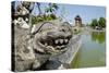 Indonesia, Mayura Water Palace. Statue of Mythical Creature-Cindy Miller Hopkins-Stretched Canvas