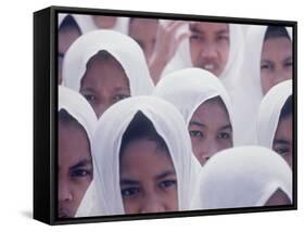 Indonesian Children Wearing White Headdress-Co Rentmeester-Framed Stretched Canvas