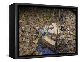 Indonesian Navy Sailors Load Boxes of Aid Bound for Banda Aceh into a Container Ship-null-Framed Stretched Canvas