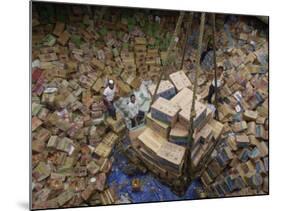 Indonesian Navy Sailors Load Boxes of Aid Bound for Banda Aceh into a Container Ship-null-Mounted Photographic Print