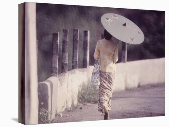 Indonesian Woman with a Parasol-Co Rentmeester-Stretched Canvas